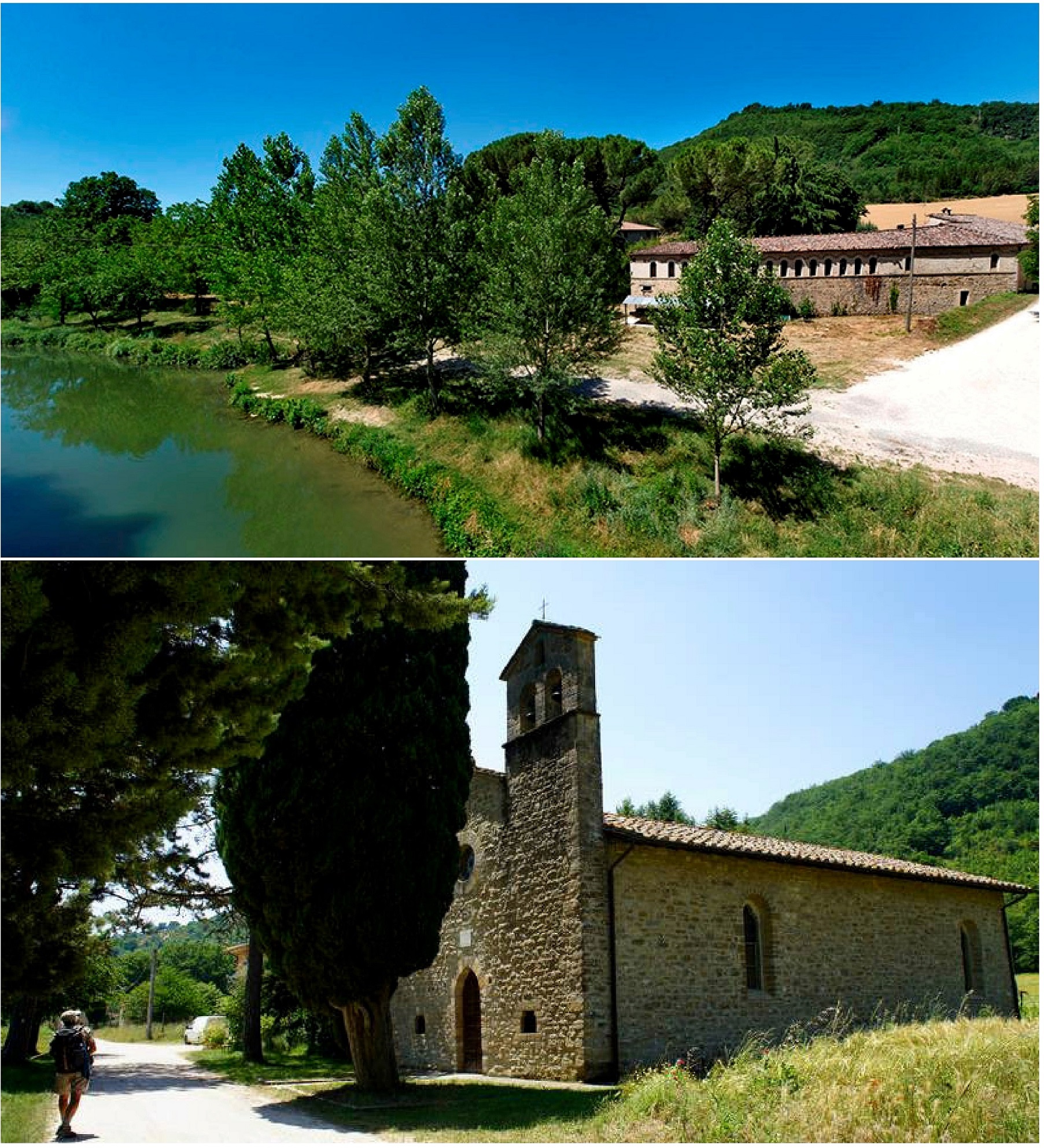 fiume Chiascio e Chiesa di S. Benedetto e Paolino da Coccorano - loc. Barcaccia, Valfabbrica